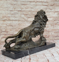 Bronze Lion Roaring – Wildlife Sculpture on Marble Base