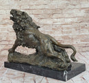 Bronze Lion Roaring – Wildlife Sculpture on Marble Base