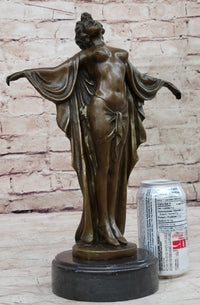 Awakening Nude Woman Bronze Statue Sculpture Figure on Marble Base by Phillippe