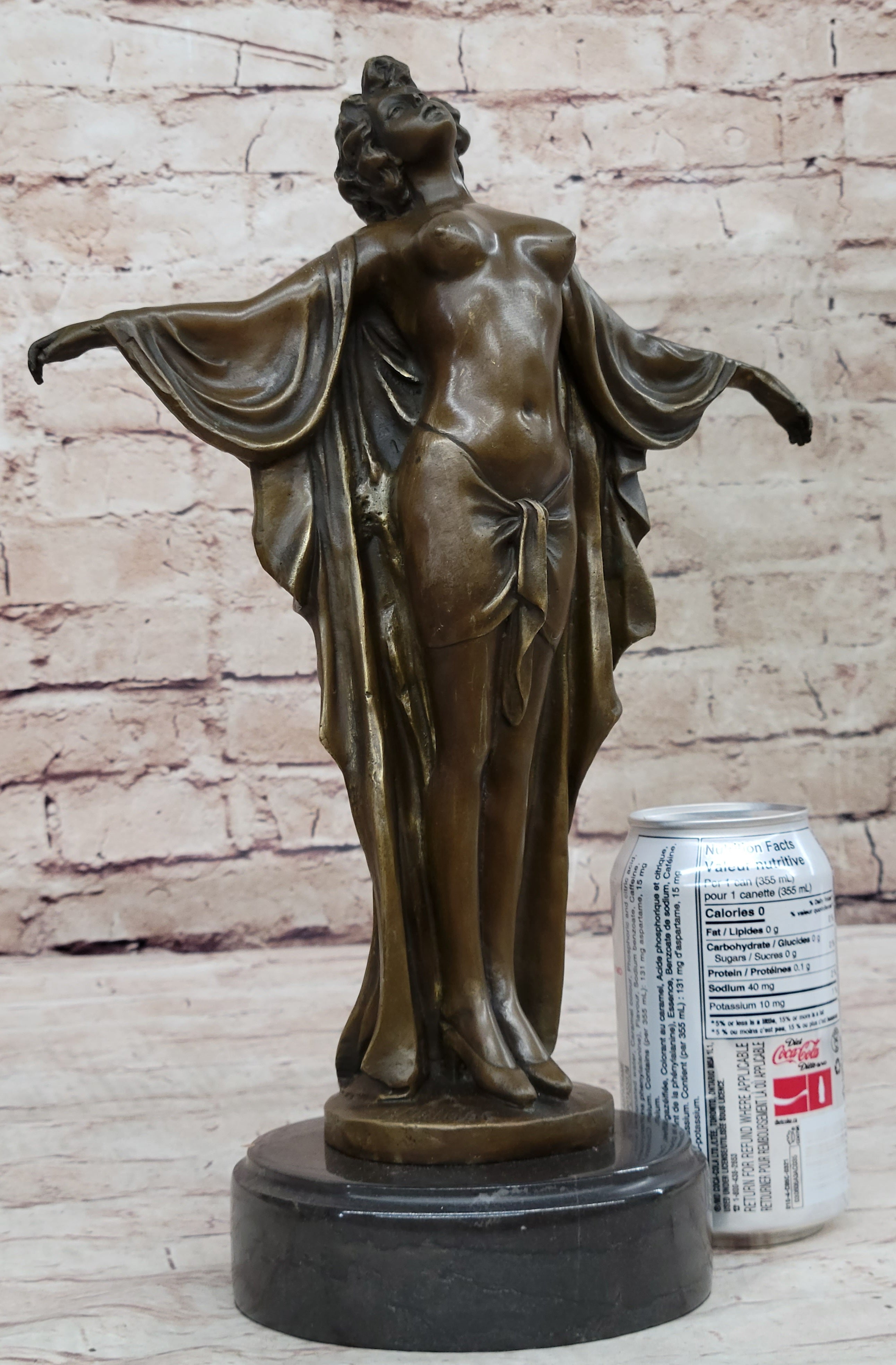 Awakening Nude Woman Bronze Statue Sculpture Figure on Marble Base by Phillippe
