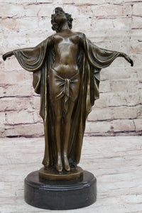 Awakening Nude Woman Bronze Statue Sculpture Figure on Marble Base by Phillippe