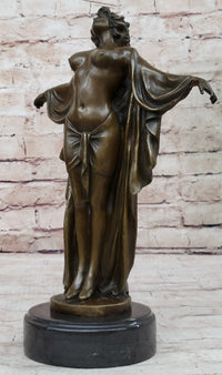 Awakening Nude Woman Bronze Statue Sculpture Figure on Marble Base by Phillippe