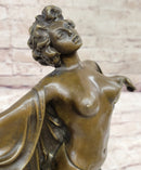 Awakening Nude Woman Bronze Statue Sculpture Figure on Marble Base by Phillippe