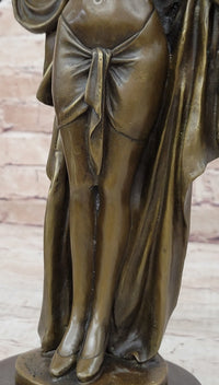 Awakening Nude Woman Bronze Statue Sculpture Figure on Marble Base by Phillippe