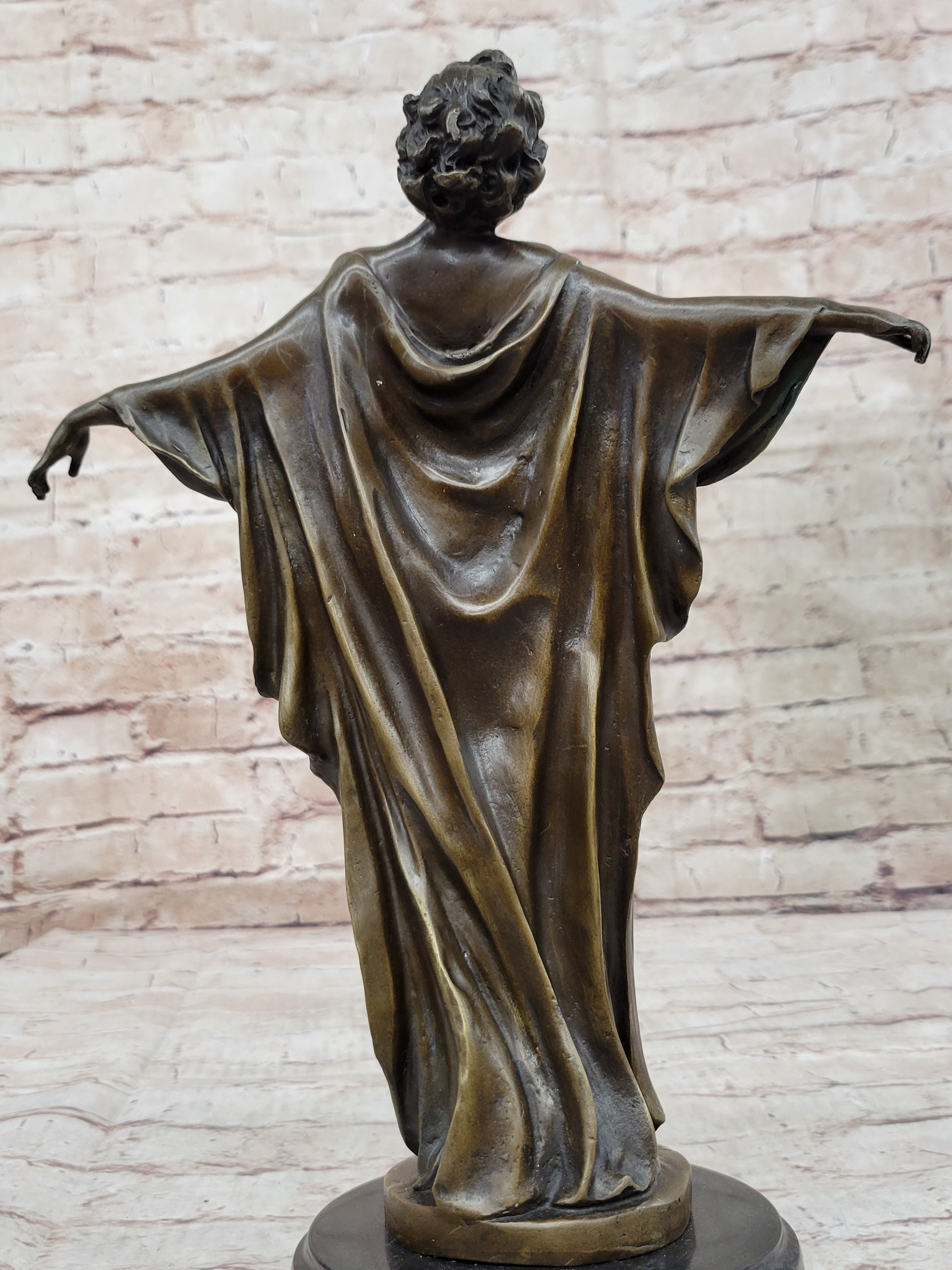 Awakening Nude Woman Bronze Statue Sculpture Figure on Marble Base by Phillippe