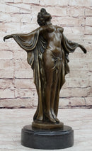 Awakening Nude Woman Bronze Statue Sculpture Figure on Marble Base by Phillippe
