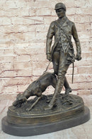 Aldo Vitaleh Hunter and Dog Bronze Marble Base Sculpture