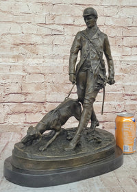 Aldo Vitaleh Hunter and Dog Bronze Marble Base Sculpture