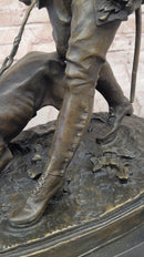 Aldo Vitaleh Hunter and Dog Bronze Marble Base Sculpture