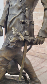 Aldo Vitaleh Hunter and Dog Bronze Marble Base Sculpture