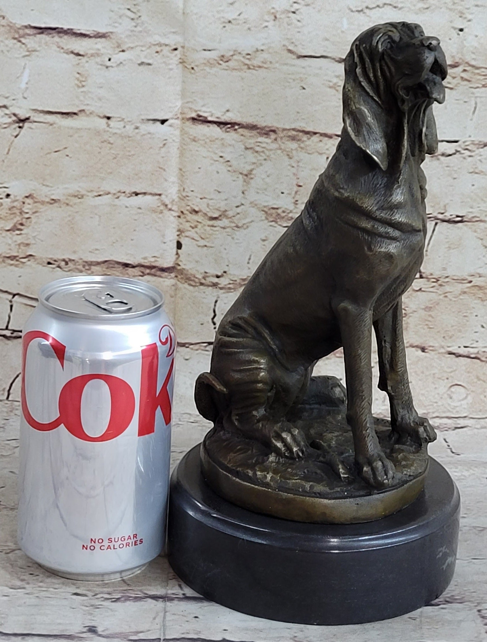 Signed Cain Bloodhound Bronze Marble Sculpture Pet Dog