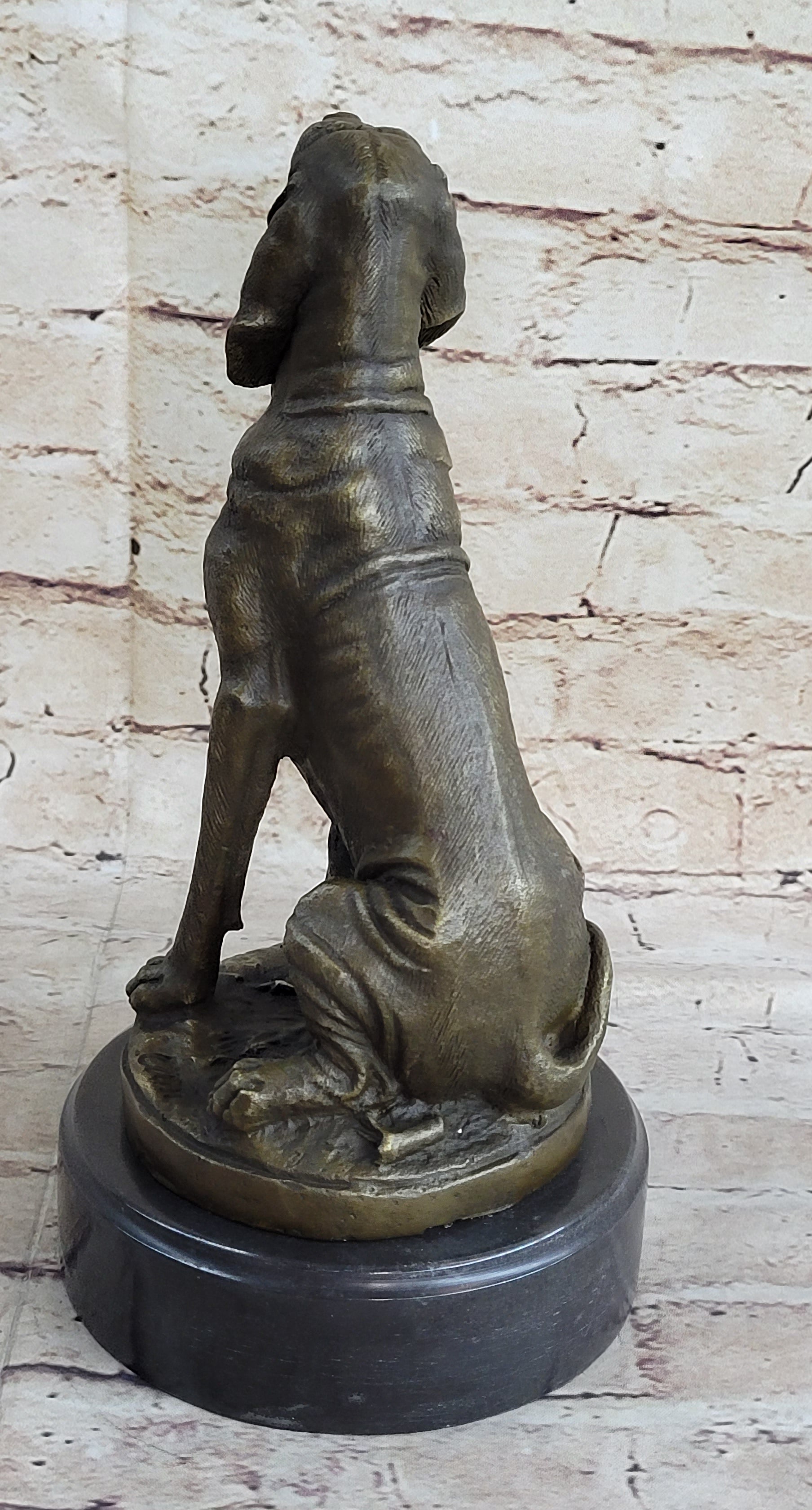 Signed Cain Bloodhound Bronze Marble Sculpture Pet Dog