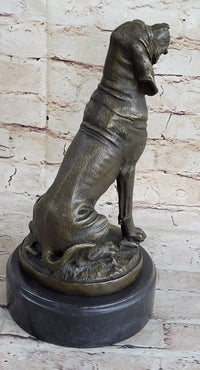 Signed Cain Bloodhound Bronze Marble Sculpture Pet Dog