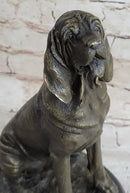 Signed Cain Bloodhound Bronze Marble Sculpture Pet Dog