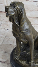 Signed Cain Bloodhound Bronze Marble Sculpture Pet Dog