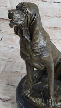 Signed Cain Bloodhound Bronze Marble Sculpture Pet Dog