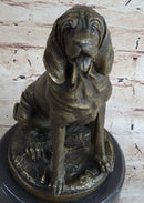 Signed Cain Bloodhound Bronze Marble Sculpture Pet Dog