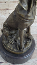 Signed Cain Bloodhound Bronze Marble Sculpture Pet Dog
