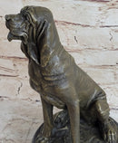 Signed Cain Bloodhound Bronze Marble Sculpture Pet Dog
