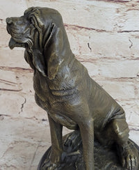 Signed Cain Bloodhound Bronze Marble Sculpture Pet Dog