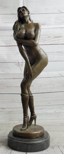 Signed Artwork by Vitaleh Sexy Woman with Bikini and Boots Bronze