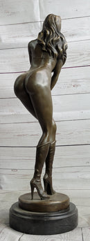 Signed Artwork by Vitaleh Sexy Woman with Bikini and Boots Bronze