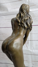 Signed Artwork by Vitaleh Sexy Woman with Bikini and Boots Bronze