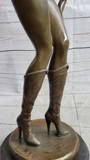 Signed Artwork by Vitaleh Sexy Woman with Bikini and Boots Bronze