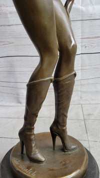 Signed Artwork by Vitaleh Sexy Woman with Bikini and Boots Bronze