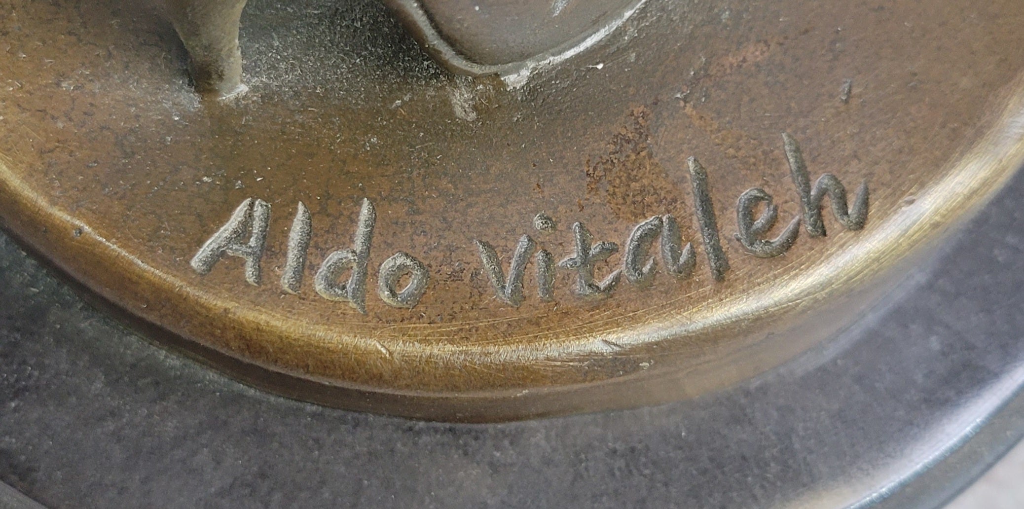 Signed Artwork by Vitaleh Sexy Woman with Bikini and Boots Bronze