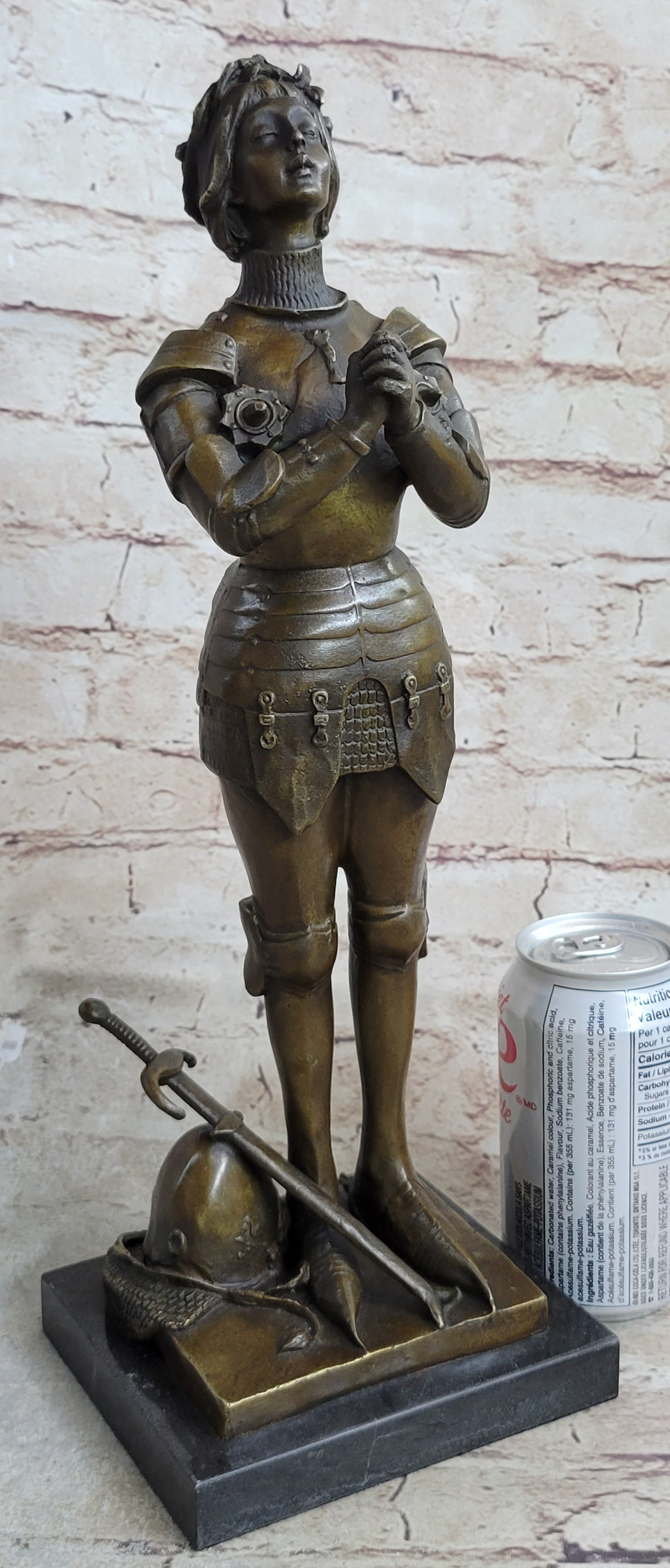 Joan of Arc Praying Heroine Bronze Marble Artwork