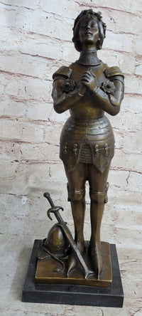 Joan of Arc Praying Heroine Bronze Marble Artwork