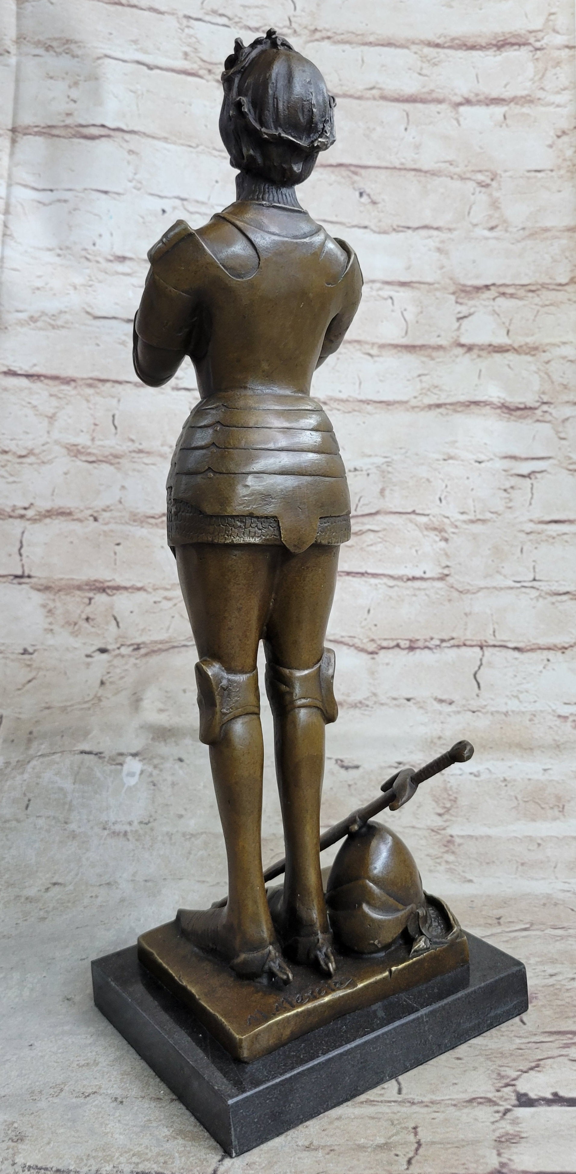 Joan of Arc Praying Heroine Bronze Marble Artwork