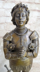 Joan of Arc Praying Heroine Bronze Marble Artwork