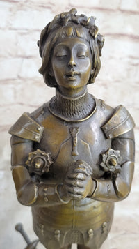 Joan of Arc Praying Heroine Bronze Marble Artwork