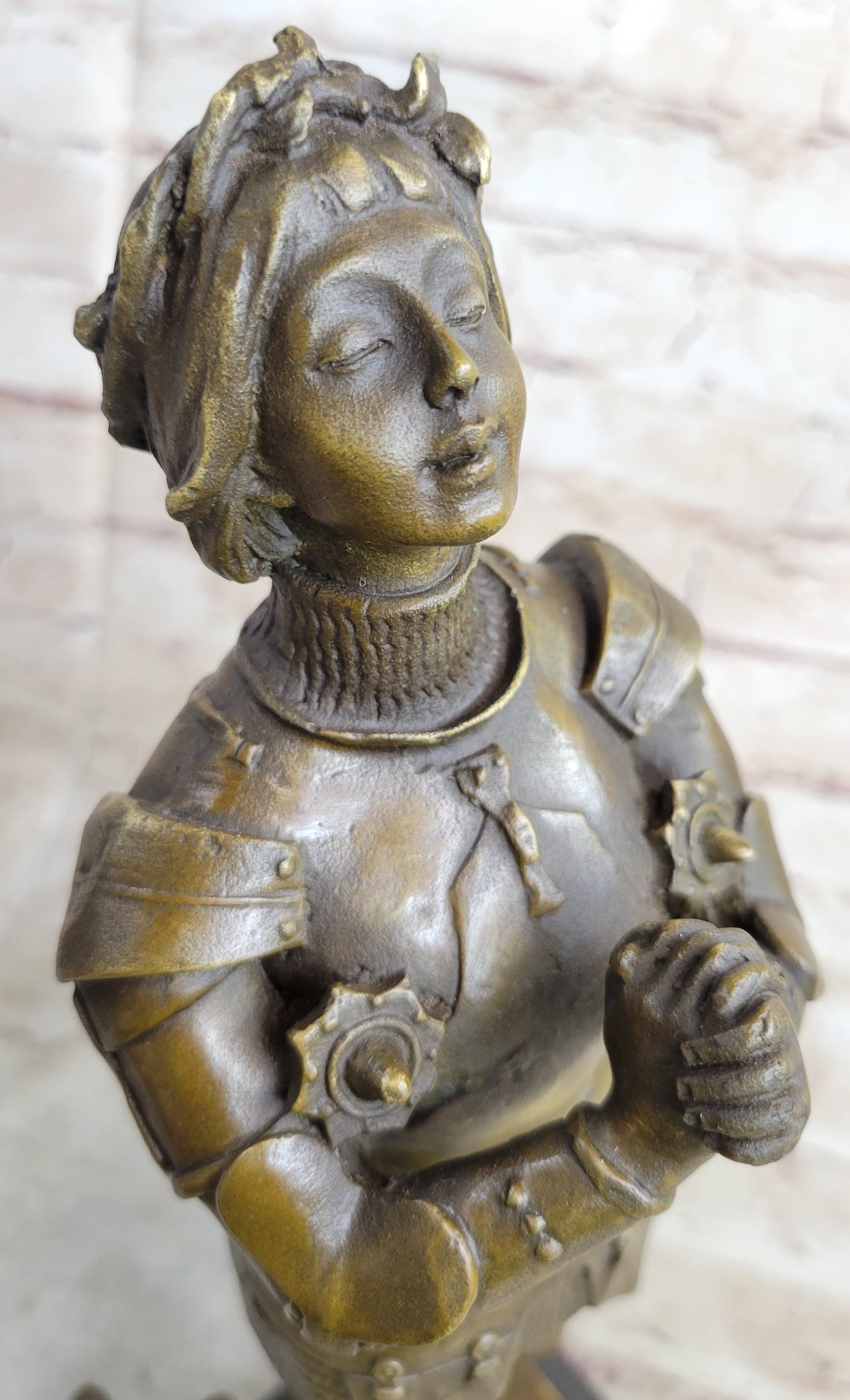 Joan of Arc Praying Heroine Bronze Marble Artwork