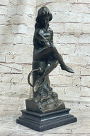 Bronze Boy Reading Book Sculpture Art