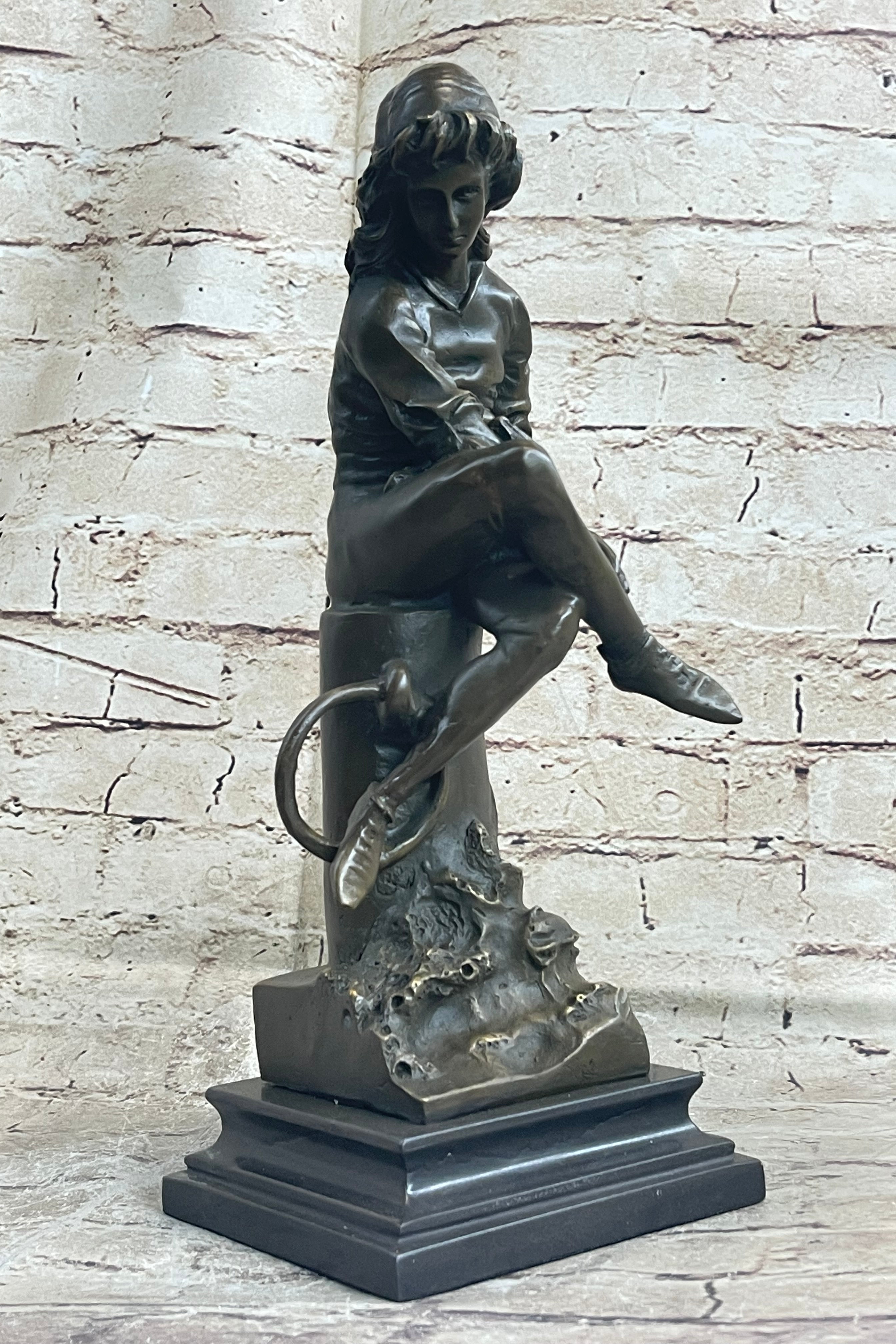 Bronze Boy Reading Book Sculpture Art