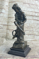 Bronze Boy Reading Book Sculpture Art