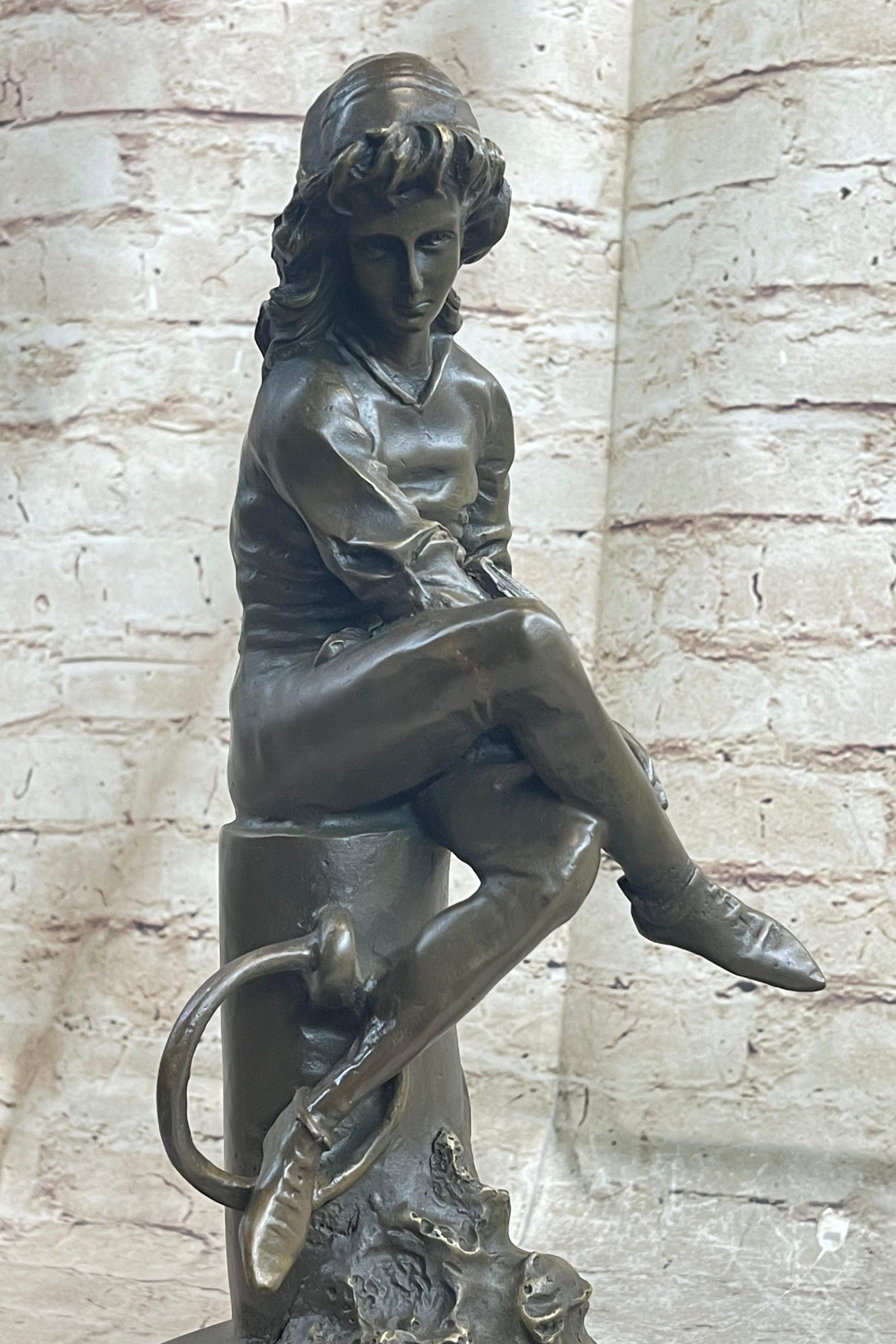Bronze Boy Reading Book Sculpture Art