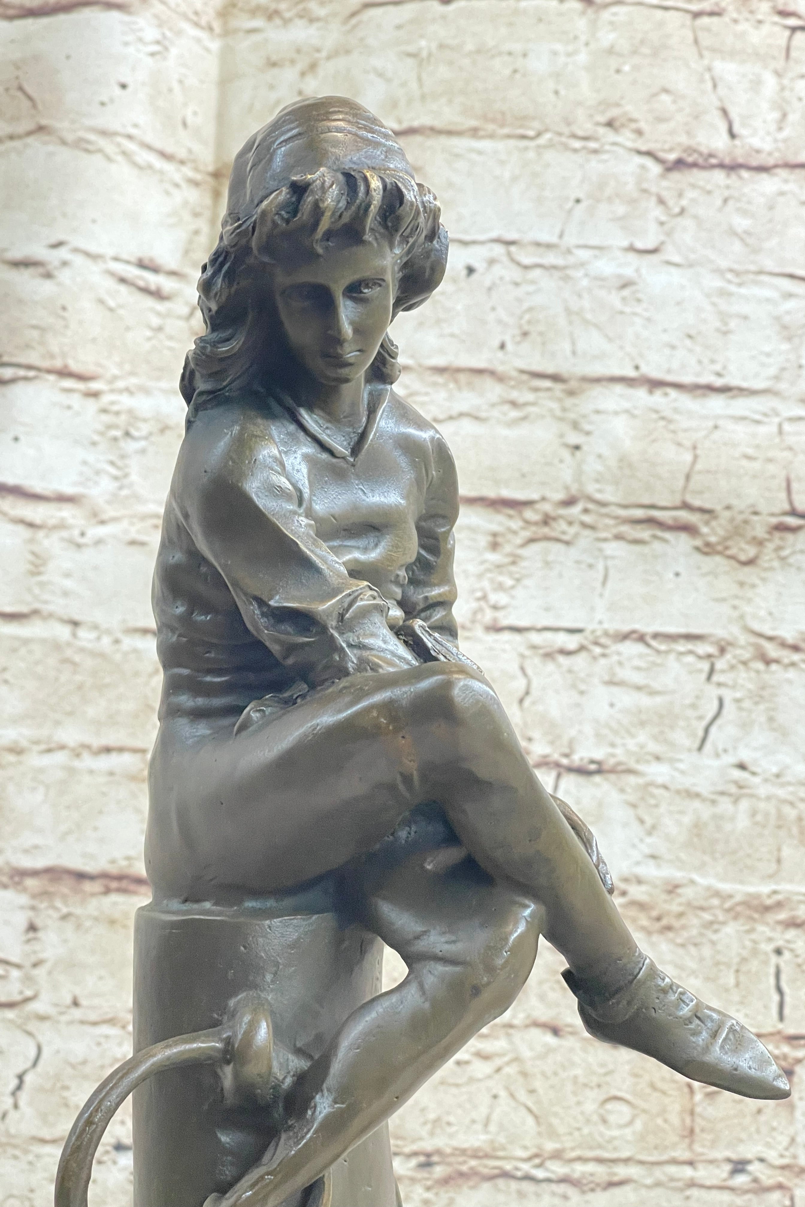 Bronze Boy Reading Book Sculpture Art
