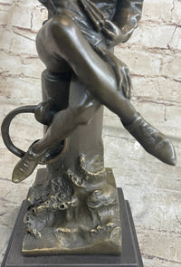 Bronze Boy Reading Book Sculpture Art