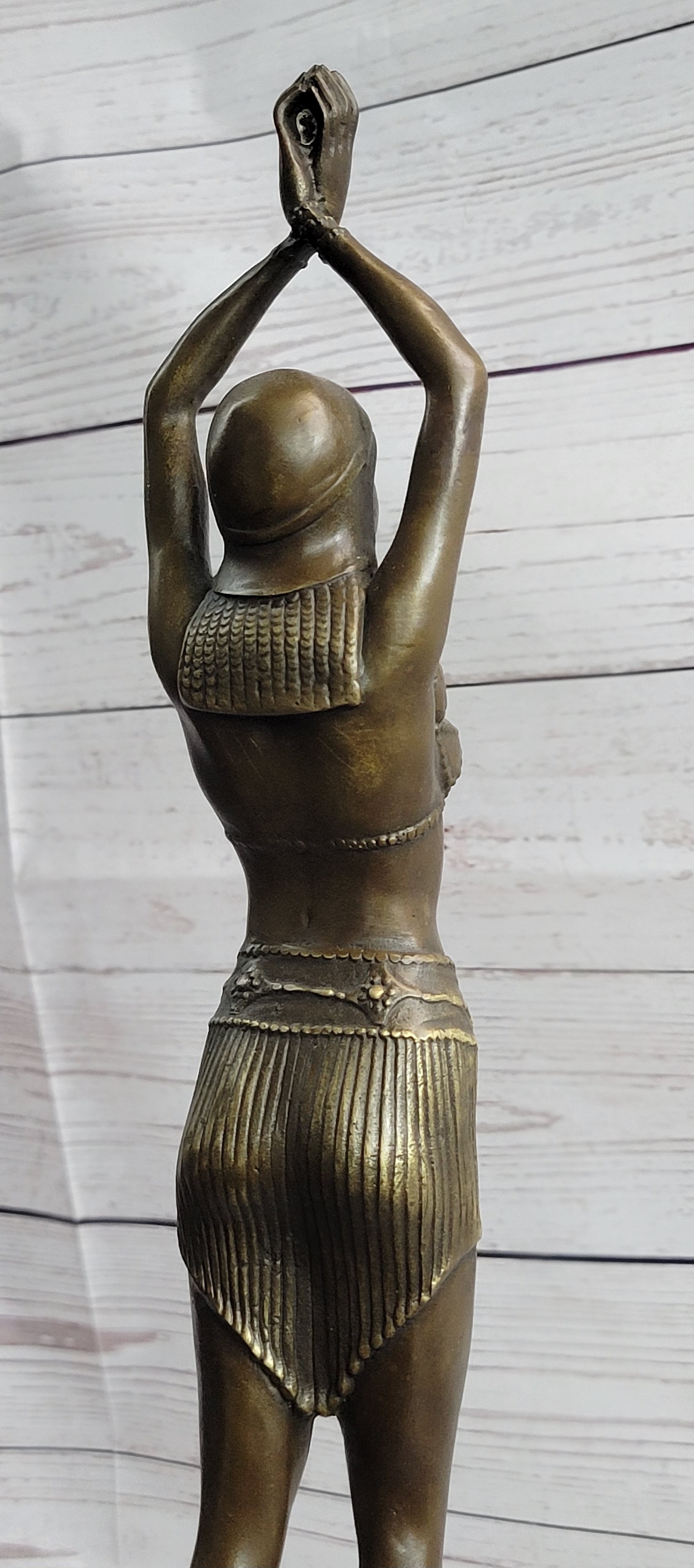 Chiparus Semi Nude Art Deco Belly Dancer Girl Bronze Sculpture Statue Figure on Marble Base