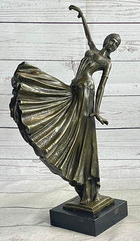 Bronze Sculpture After Chiparus Chorus Dancer Signed