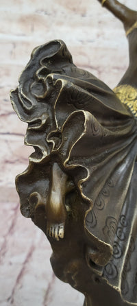Chiparus Fan Dress Dancer Girl Art Deco Bronze Sculpture