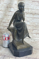 Art Deco Flapper Girl Bronze Metal Sculpture