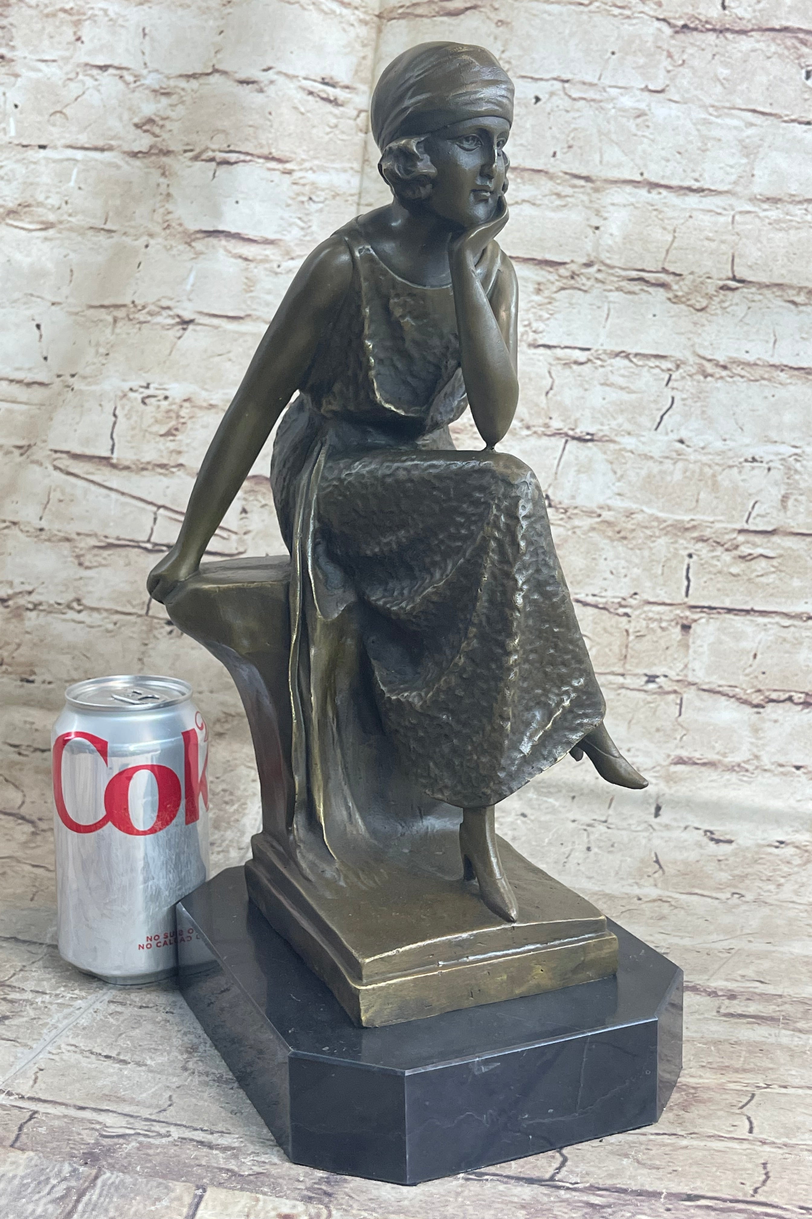 Art Deco Flapper Girl Bronze Metal Sculpture