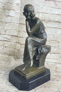 Art Deco Flapper Girl Bronze Metal Sculpture