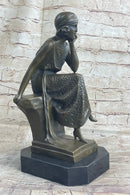 Art Deco Flapper Girl Bronze Metal Sculpture