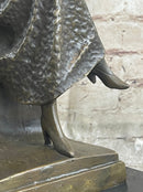 Art Deco Flapper Girl Bronze Metal Sculpture